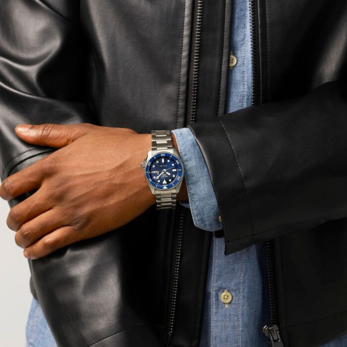 Seiko 5 Sports SKX Street Denim Blue Dial Silver Steel Strap Watch for Men - SRPL77K1 - Image 6